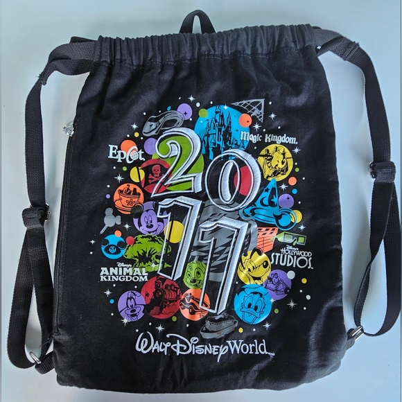 2011 Disneyland Park Resort Drawstring Backpack with Side Zip - Picture 1 of 12